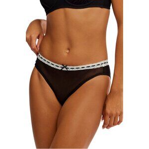 NWT Free People Intimately So Sweet Bikini Panty – Black Lace Trim Size XL